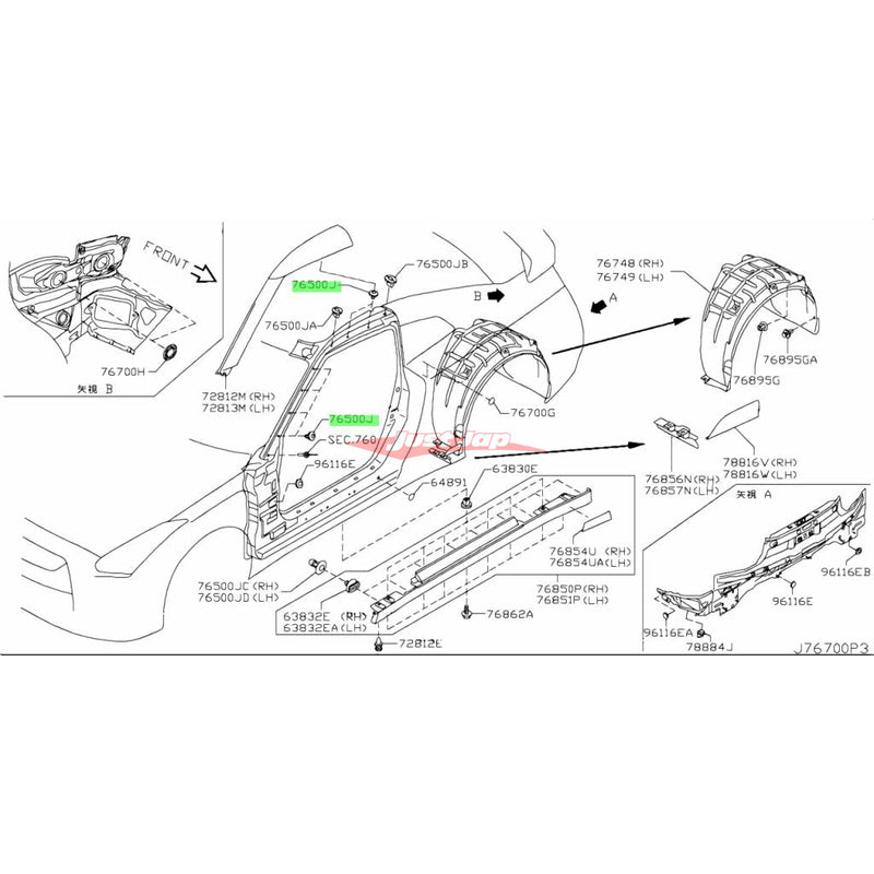 Genuine Nissan Front Windscreen Pillar Trim / Roof Turret Moulding Clip Grommet Fits Nissan R35 GTR