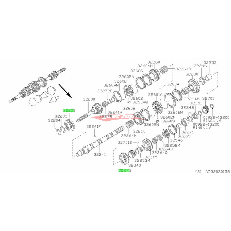 Genuine Nissan Gearbox Front Input & Main Shaft Bearing Fits Nissan C34 Stagea RS-Four 260RS R32 Skyline GTS-4 R32 GTR