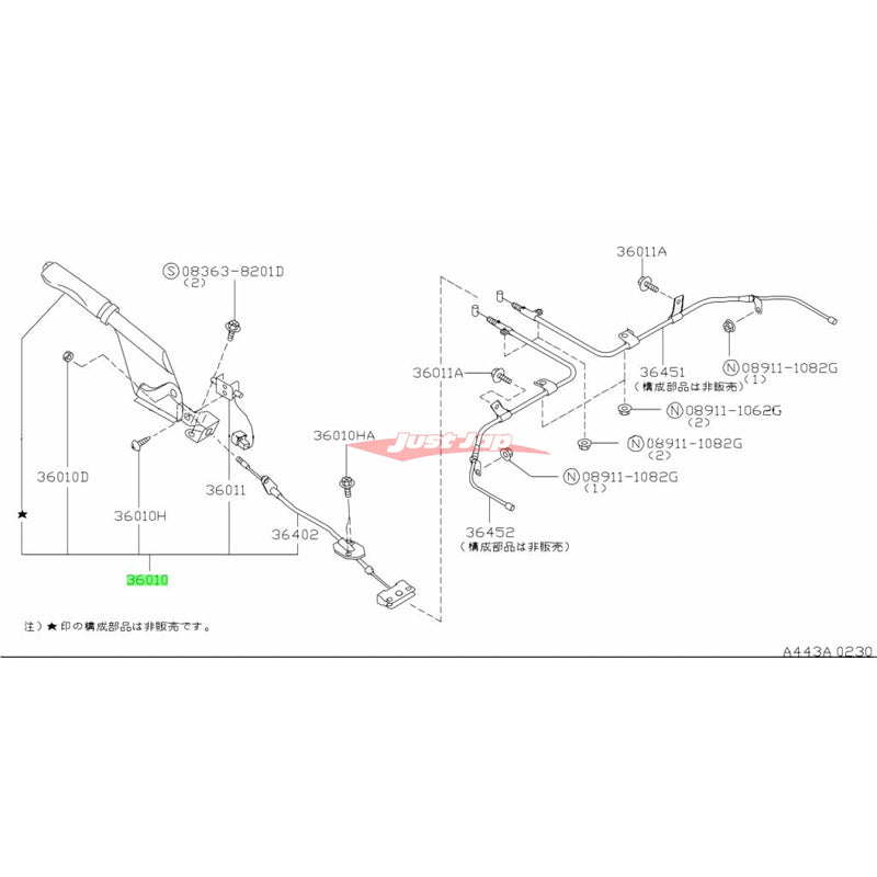 Genuine Nissan Handbrake Lever & Cable Assembly Fits Nissan R34 Skyline GT/T, GT-Four & GTR