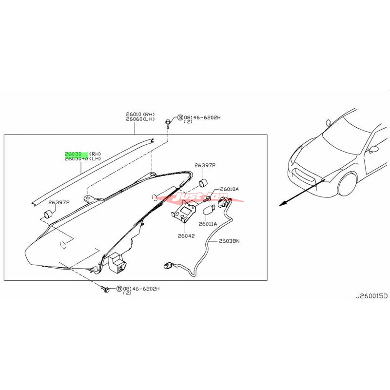 Genuine Nissan Head Light Protector Seal R/H Fits Nissan R35 GTR