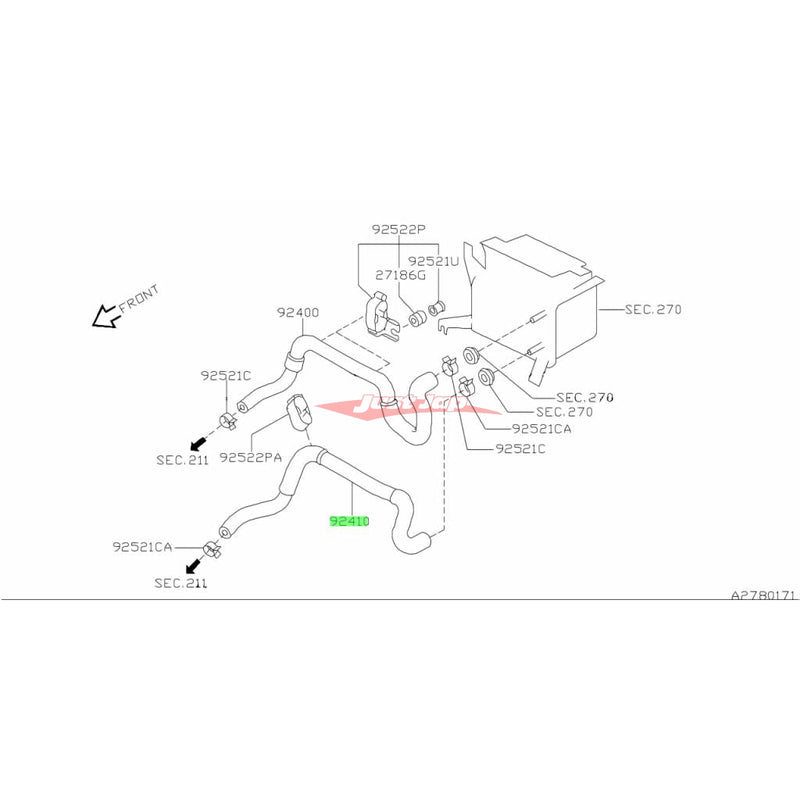 Genuine Nissan Heater Hose to Heater Core Fits Nissan Silvia S15 & 200SX