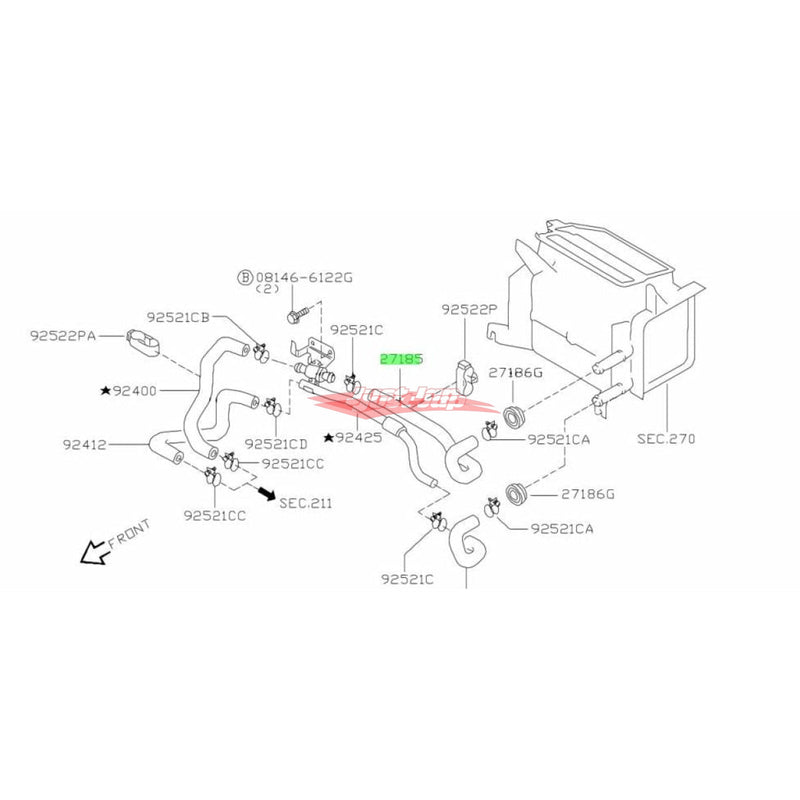Genuine Nissan Heater Hose Upper Inlet Fits Nissan R33/R34 Skyline & C34 Stagea RB25DE/T & RB26DETT