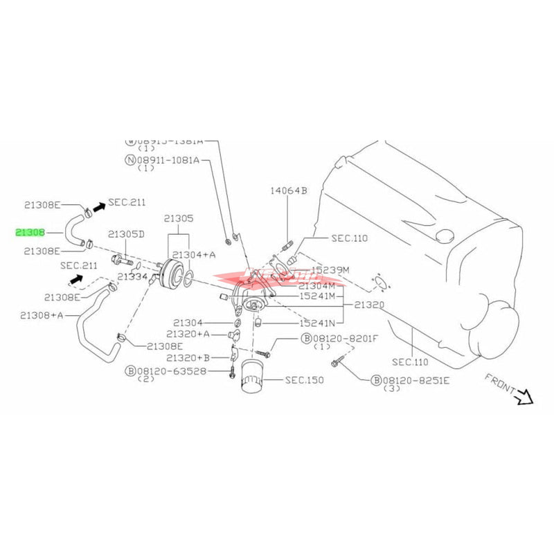 Genuine Nissan Heater Oil Filter Block Water Hose Fits Nissan Skyline R33/R34 GTR & C34 Stagea 260RS (RB26DETT)