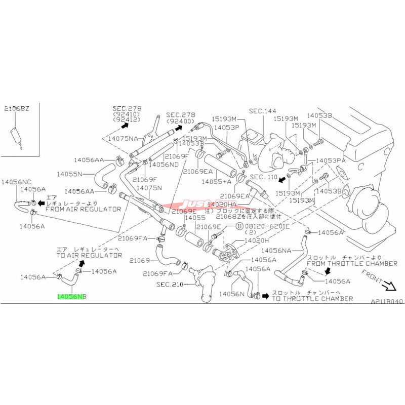 Genuine Nissan IACV Lower Water Hose Fits Nissan S13 180SX & Silvia