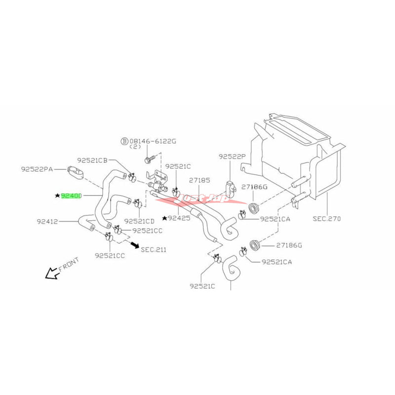 Genuine Nissan Inlet Heater Hose Fits Nissan Skyline R33/R34 GTR & C34 Stagea 260RS (RB26DETT)
