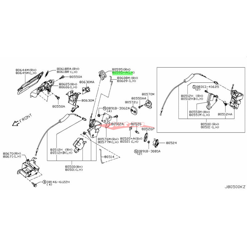 Genuine Nissan Inner Door Locking Knob L/H Fits Nissan R35 GTR CBA 11/07-11/10