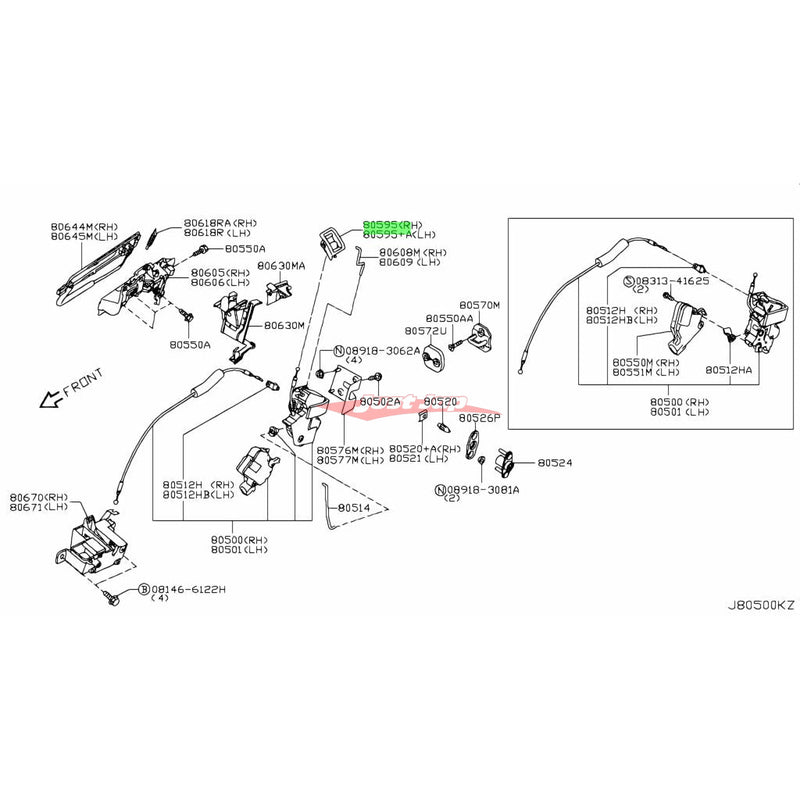 Genuine Nissan Inner Door Locking Knob R/H Fits Nissan R35 GTR CBA 11/2007-11/2010