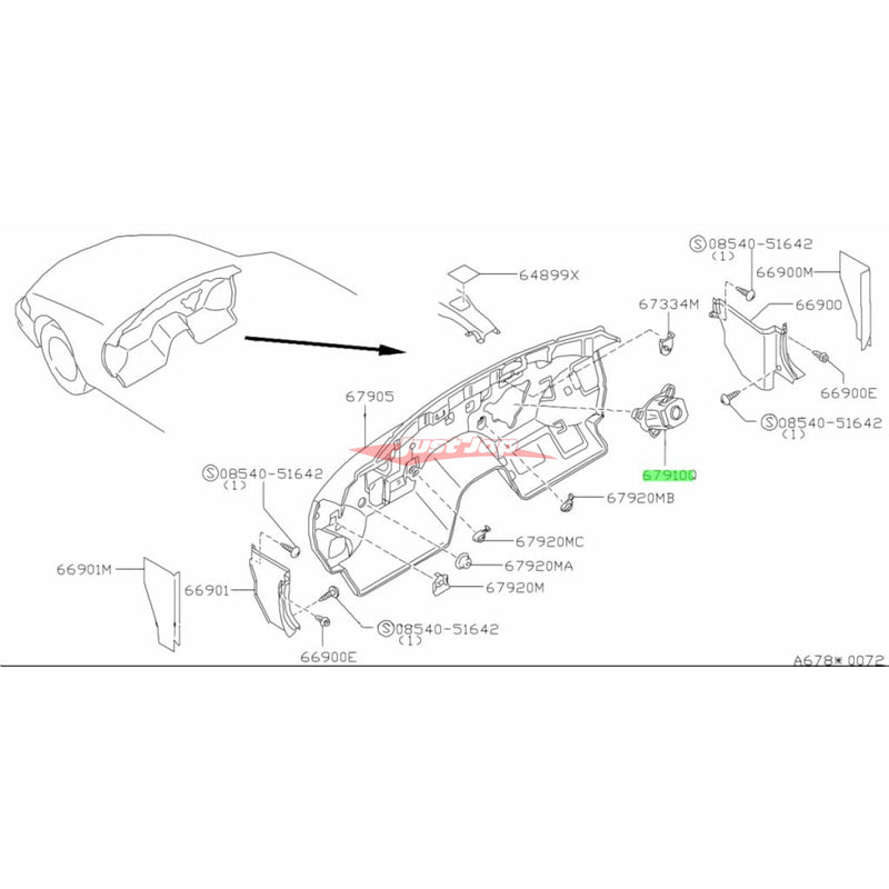 Genuine Nissan Inner Firewall Steering Column Bracket Insulator Fits Nissan A31 Cefiro, C33 Laurel & R32 Skyline