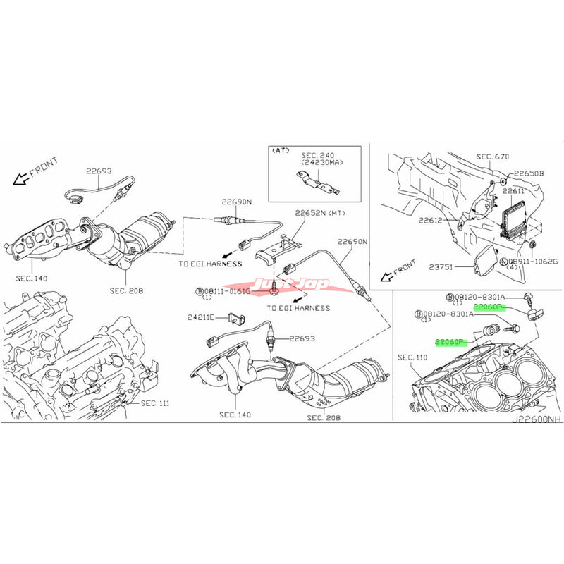 Genuine Nissan Knock Sensor Fits Nissan J50 Crossover, V36 Skyline, Y50 Fuga, Z33 350Z Ser.2, Z34 370Z & R35 GTR (VQ35HR/VQ37HR/VR38DETT)