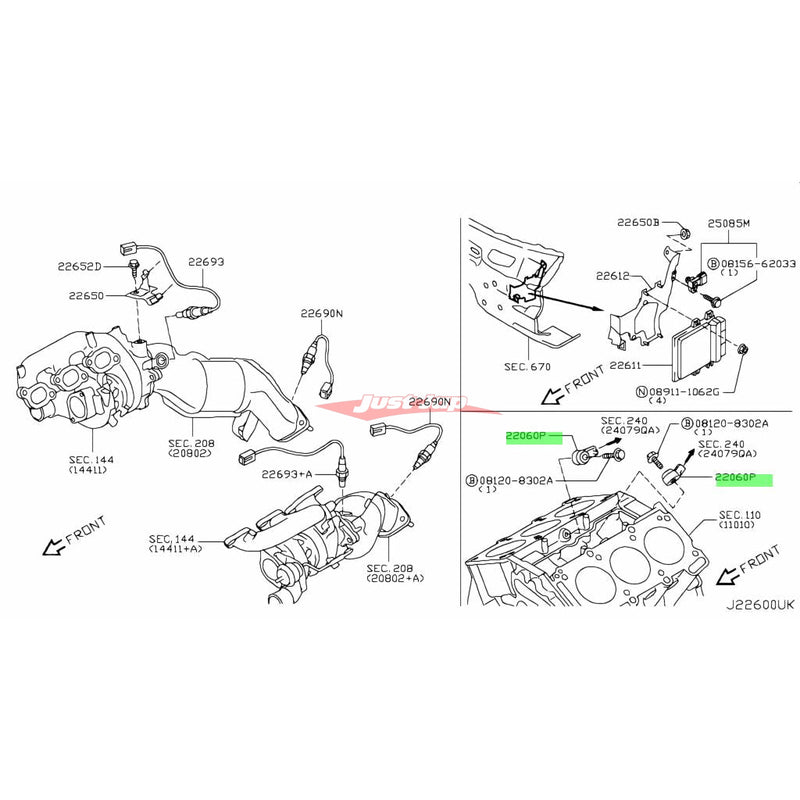 Genuine Nissan Knock Sensor Fits Nissan J50 Crossover, V36 Skyline, Y50 Fuga, Z33 350Z Ser.2, Z34 370Z & R35 GTR (VQ35HR/VQ37HR/VR38DETT)