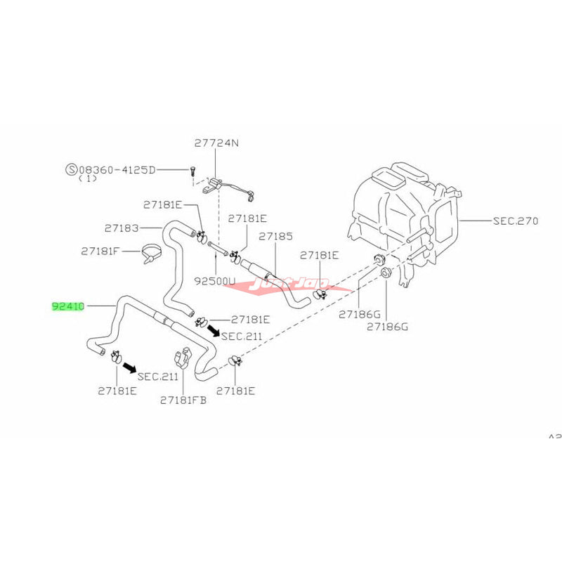 Genuine Nissan Lower Heater Hose fits Nissan Skyline R32 GTR