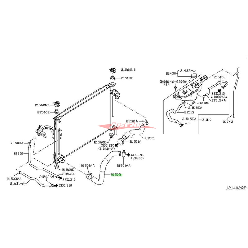 Genuine Nissan Lower Radiator Hose Fits Nissan J50 Crossover, V36 Skyline Z34 370Z (VQ25HR/VQ35HR/VQ37HR)
