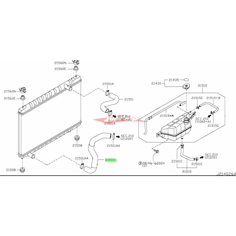 Genuine Nissan Lower Radiator Hose Fits Nissan R35 GTR (VR38DETT)