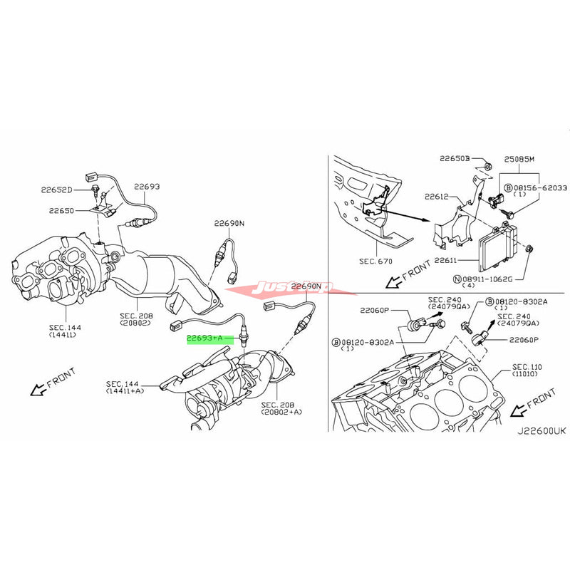 Genuine Nissan O2 Oxygen Air Fuel Ratio Sensor (Left) Fits Nissan R35 GTR