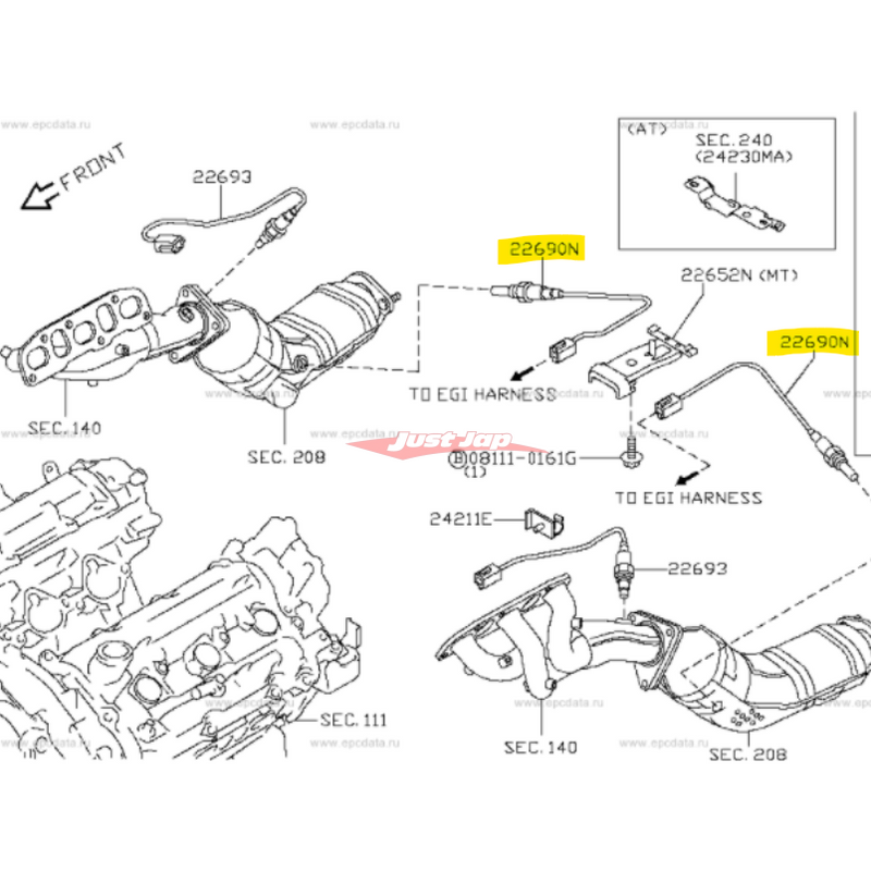 Genuine Nissan O2 Oxygen Air Fuel Ratio Sensor (Rear / Black Plug) Fits Nissan Z34 370Z, V36 Skyline & J50 Crossover (VQ35HR/VQ37HR)