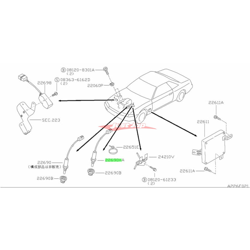 Genuine Nissan O2 Oxygen Air Fuel Ratio Sensor (Rear) Fits Nissan Skyline R32 GTR (RB26DETT)