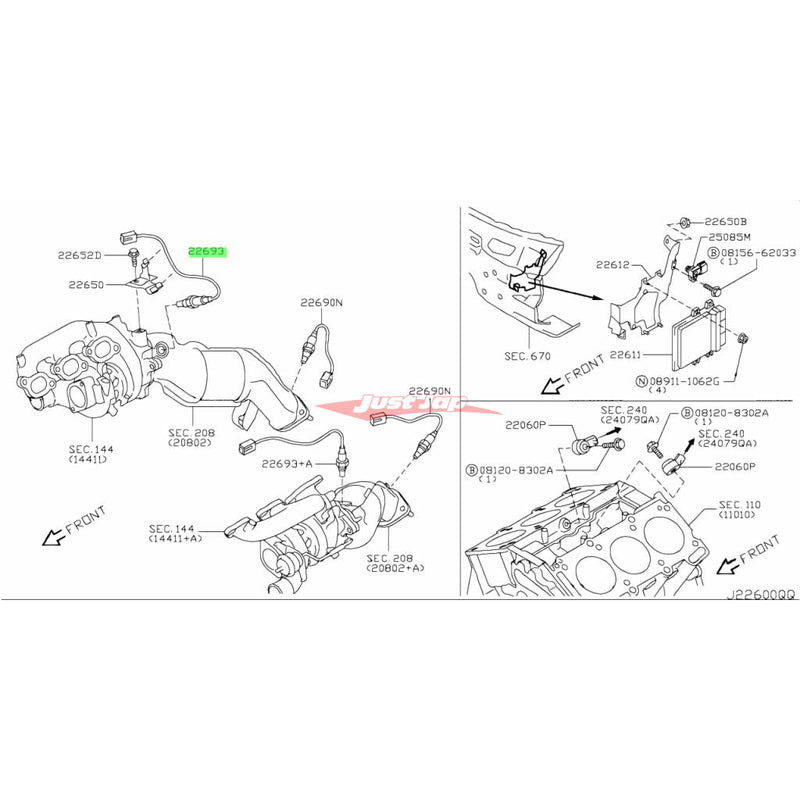 Genuine Nissan O2 Oxygen Air Fuel Ratio Sensor (Right) Fits Nissan R35 GTR