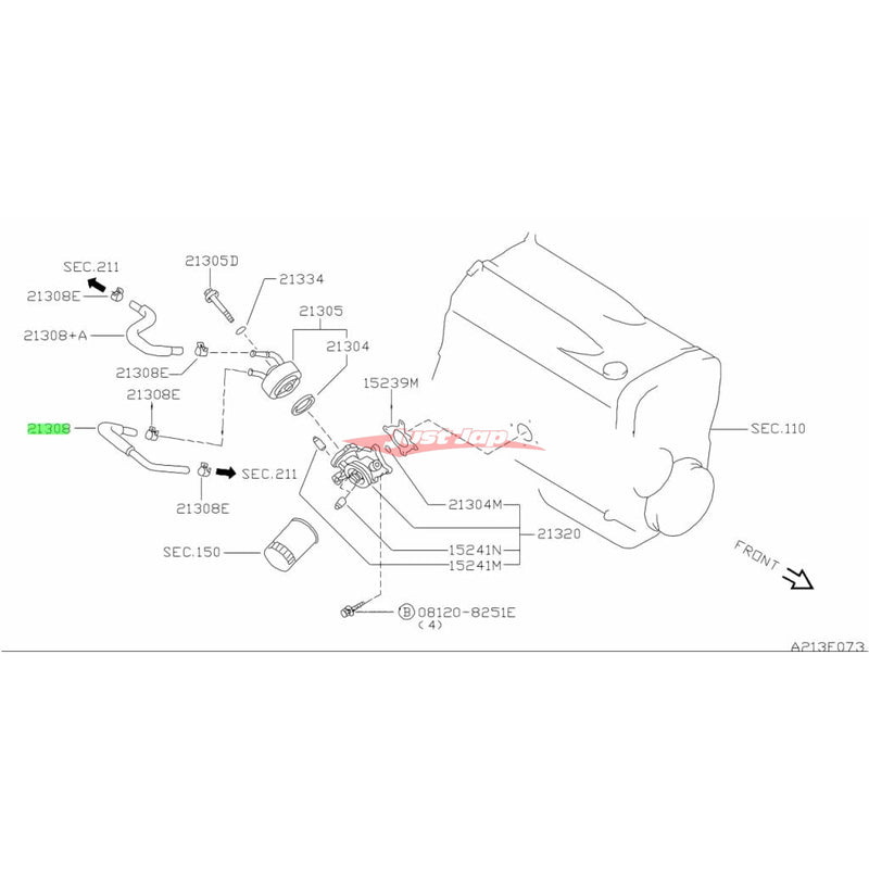 Genuine Nissan Oil Cooler Front Lower Water Hose Fits R33/R34 Skyline, C34 Stagea & C34/C35 Laurel RB25DET / RB25DET Neo