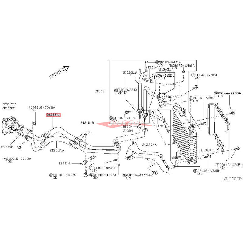 Genuine Nissan Oil Cooler Line Hose L/H Fits Nissan R35 GT-R