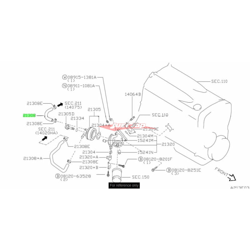 Genuine Nissan Oil Cooler Water Hose Fits Nissan Skyline R32 GTR (RB26DETT)