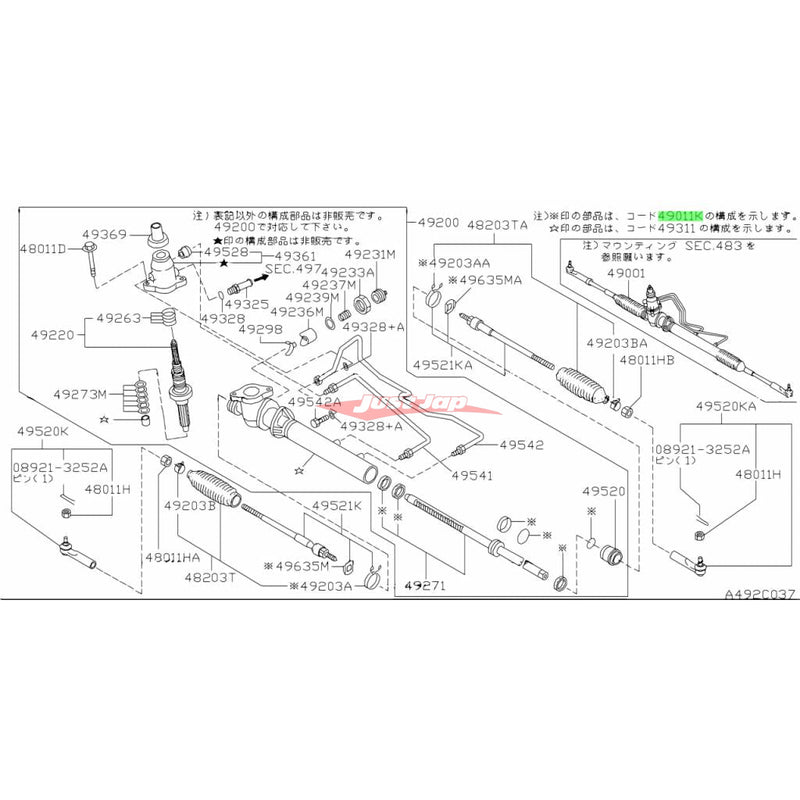 Genuine Nissan Power Steering Rack & Pinion Seal Repair Kit Fits Nissan R33 Skyline GTS/T,GTS-4, R34 Skyline GT-4, C34 Stagea RS/Four & C34/C35 Laurel