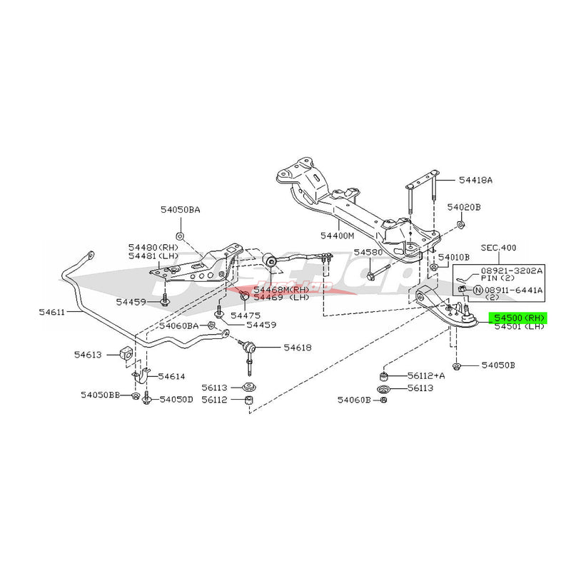 Genuine Nissan R/H Lower Control Arm Fits Nissan Silvia S15