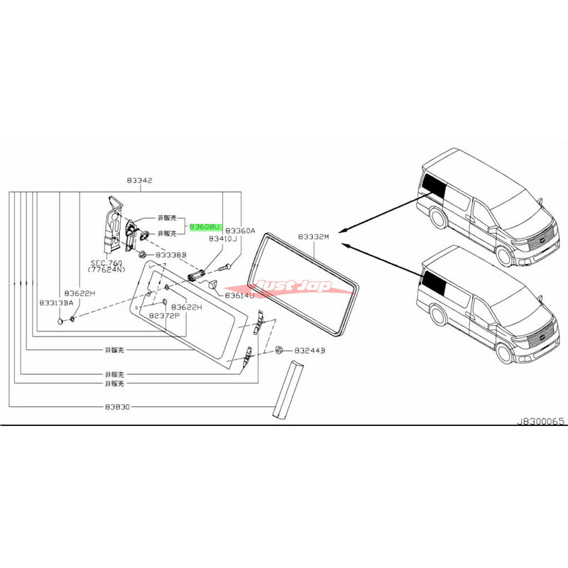 Genuine Nissan R/H/R Quarter Window Motor Fits Nissan E51 Elgrand