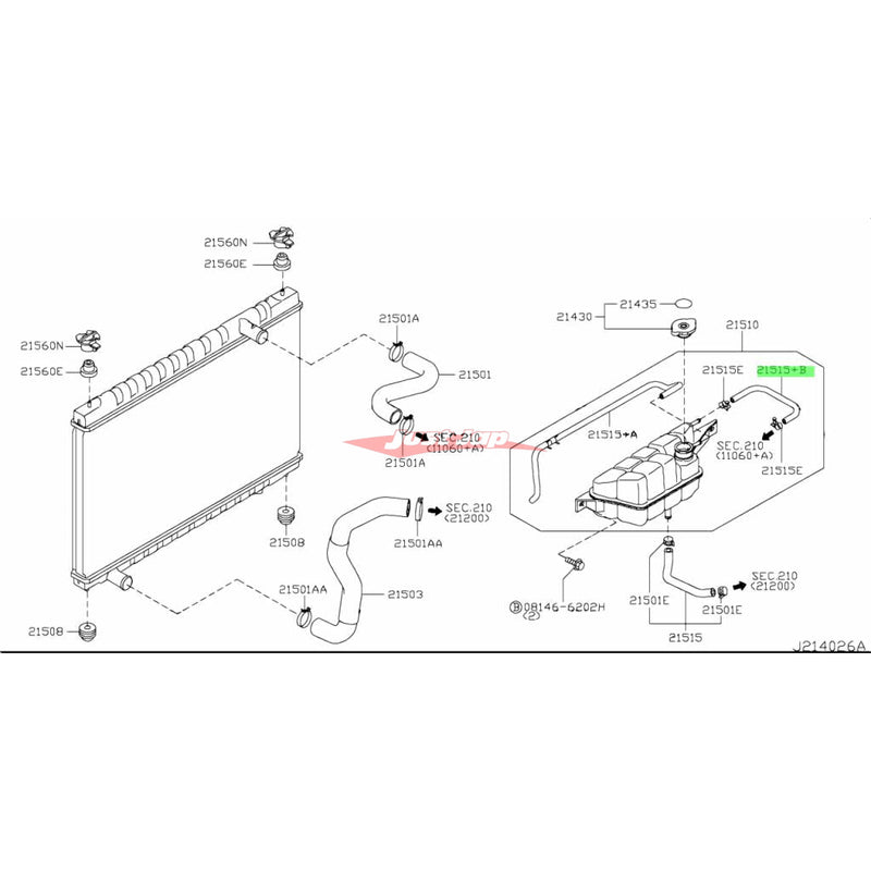 Genuine Nissan Radiator Coolant Expansion Tank Inlet Hose Fits Nissan R35 GTR