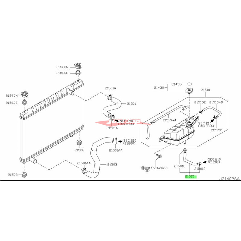 Genuine Nissan Radiator Coolant Expansion Tank Retrun Hose Fits Nissan R35 GTR