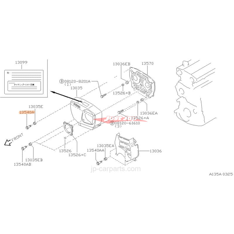 Genuine Nissan RB Twincam Timing Cover Bolt (Upper) Fits Nissan Cefiro, Laurel, Skyline & Stagea (RB20/RB25 Non Neo/RB26)