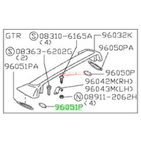 Genuine Nissan Rear Boot Wing Spoiler Inner Mounting Seal (L/H) Fits Nissan Skyline R32 GTR