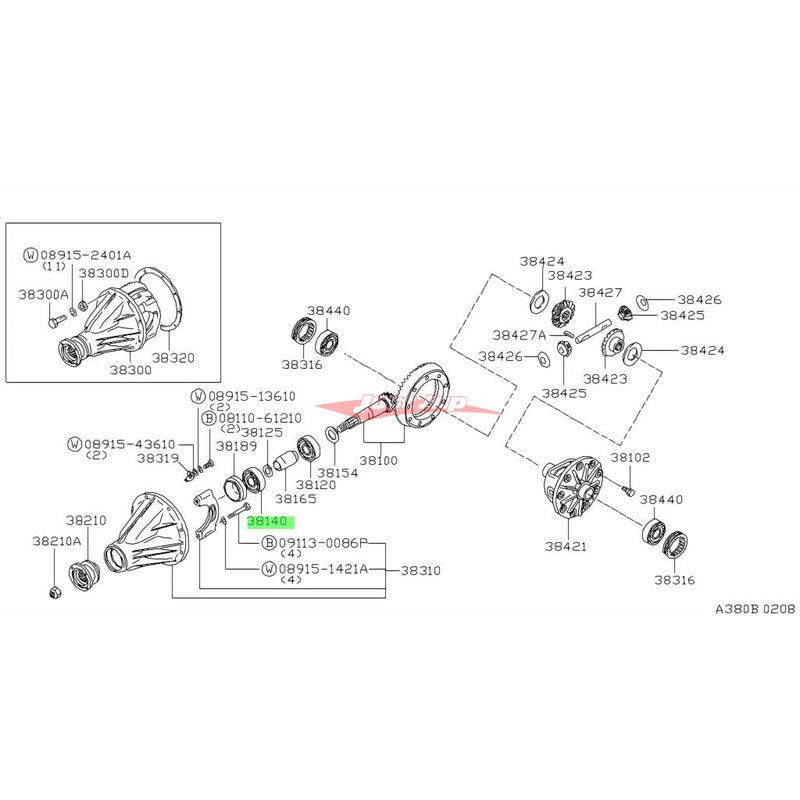 Genuine Nissan Rear Differential Bearing & Oil Seal Rebuild Kit (R200) Fits Nissan A31 Cefiro, S13/S14/S15 Silvia, R32/R33/R34 Skyline, C34 Stagea, C34/C35 Laurel & Z32 300ZX