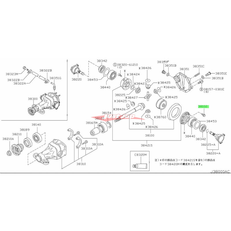 Genuine Nissan Rear Differential Crown Wheel Bolt (R200/R200V) Fits Nissan S14/S15/E51/R32/R33/R34/R35/C34/M35/V35/V36/Z32/Z33/Z34