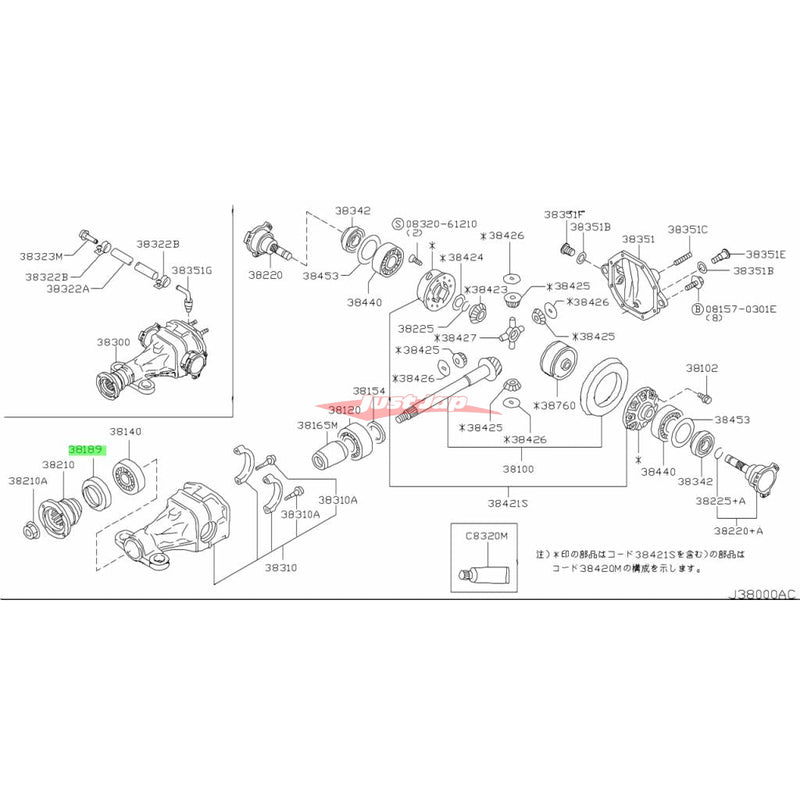 Genuine Nissan Rear Differential Pinion Shaft Oil Seal R200V Fits Nissan Z33 350Z & Z34 370Z / V35 & V36 Skyline & M35 Stagea