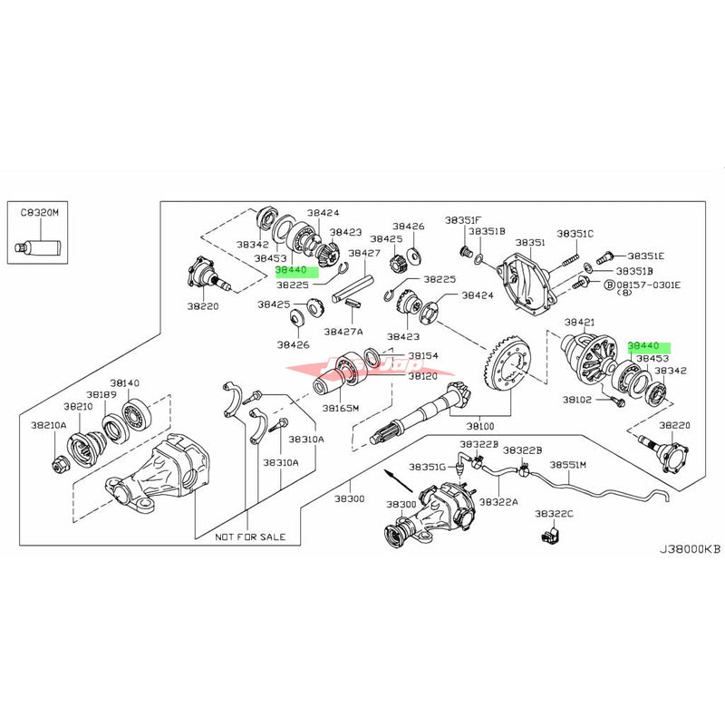 Genuine Nissan Rear Differential Side Bearing (R200V) Fits Nissan E51 Elgrand, J50 Crossover, M35 Stagea, V35/V36 Skyline, Z33 350Z & Z34 370Z