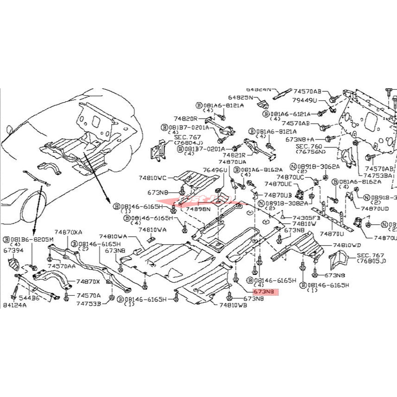 Genuine Nissan Rear Lower Diffuser Undertray Side Cover Bolts Fits Nissan R35 GTR