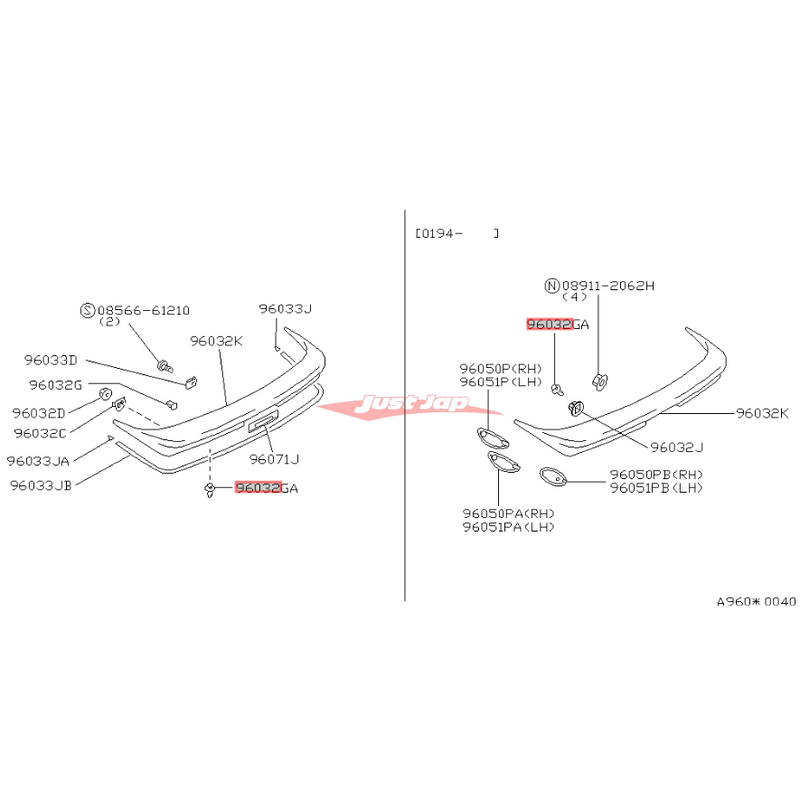 Genuine Nissan Rear Spoiler Clip Fits Nissan N14 Pulsar, R32 Skyline GTS/T, R33 Skyline GTS/T, GTR , R35 GTR & Z32 300ZX