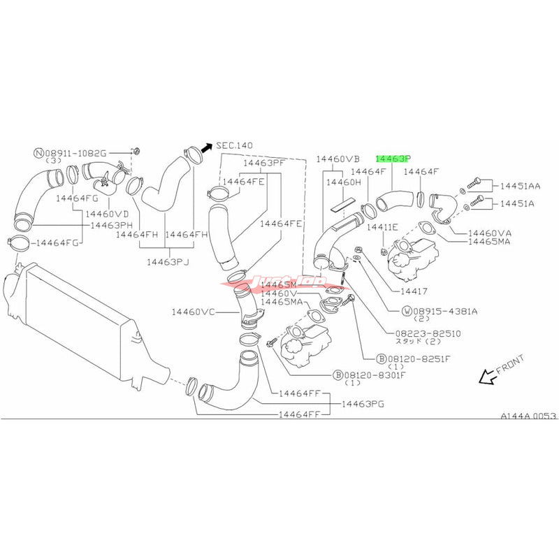 Genuine Nissan Rear Turbocharger Inlet Pipe Hose Fits Nissan R32/R33/R34 Skyline GTR & C34 Stagea 260RS RB26DETT