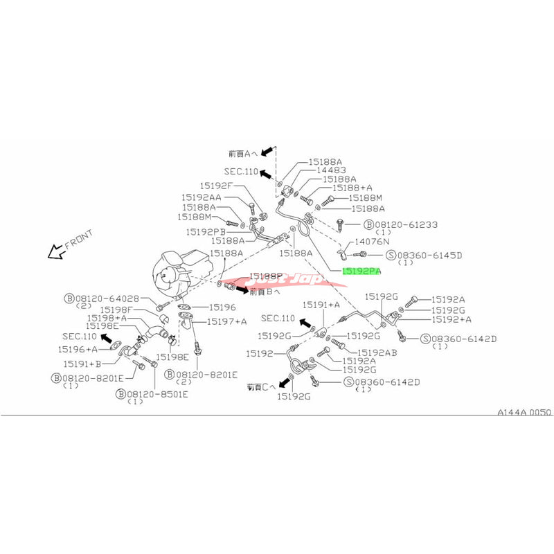 Genuine Nissan Rear Turbocharger Upper Water Line Fits Nissan Skyline R32/R33/R34 GTR & Stagea 260RS RB26DETT