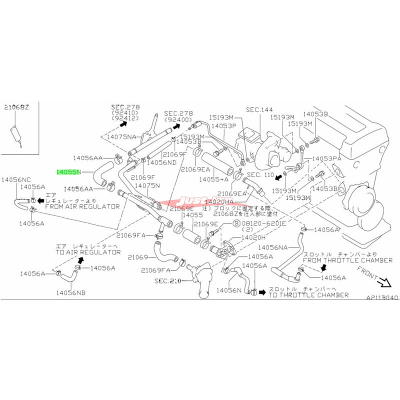 Genuine Nissan Rear Water By Pass Pipe Heater Hose Fits Nissan S13 Silvia & 180SX SR20DE/T