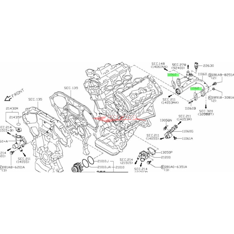 Genuine Nissan Rear Water Pipe Outlet Gasket Fits Nissan R35 GTR VR38DETT
