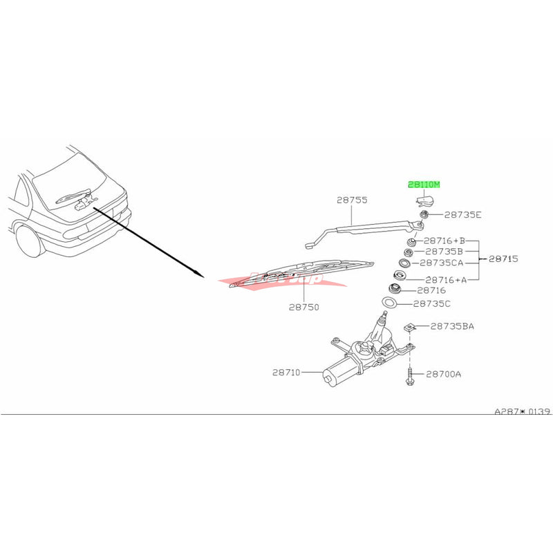 Genuine Nissan Rear Wiper Arm Nut Cover Fits Nissan R32/R33 Skyline, S14 200SX & Silvia