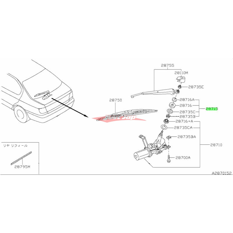 Genuine Nissan Rear Wiper Motor Pivot Seal Kit Fits Nissan R33 Skyline