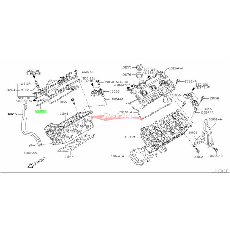 Genuine Nissan Rocker Cover Gasket (Right Side) Fits Nissan E52 Elgrand, V36 Skyline, Y51 Fuga, Z33 350Z Ser. 2 (VQ25HR/VQ35DE/VQ35HR)