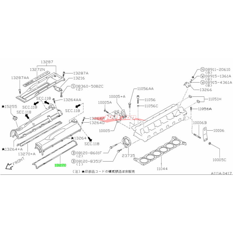 Genuine Nissan Rocker Cover Gasket Set Fits Nissan RB20DE/T, RB25DE/T (Non Neo), RB26DETT