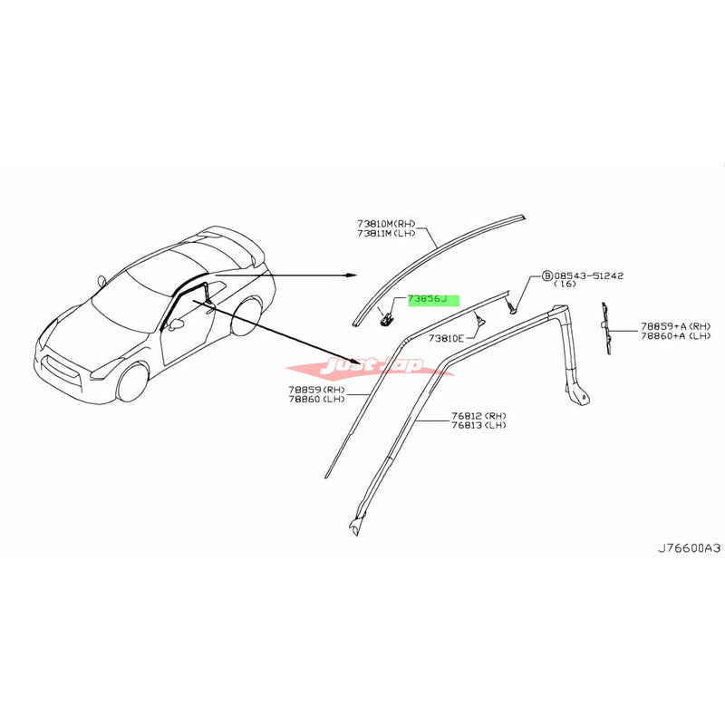Genuine Nissan Roof Drip Moulding Clip Fits Nissan R35 GTR, V35/V36 Skyline & Infiniti V36 Q60 (Coupe)