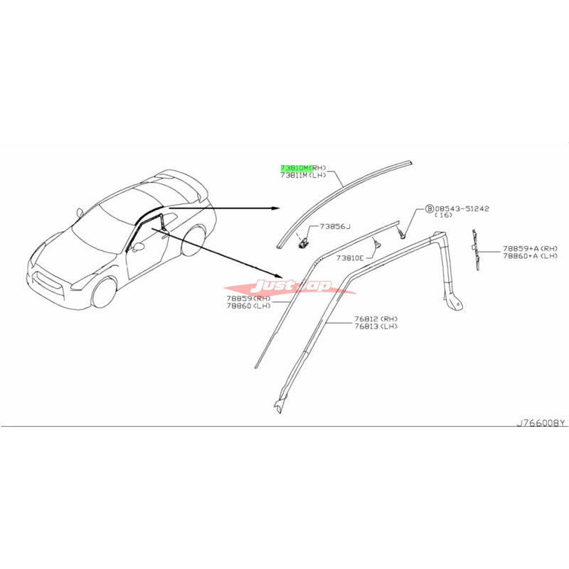 Genuine Nissan Roof Drip Moulding R/H (QX1 Pearl White) Fits Nissan R35 GTR