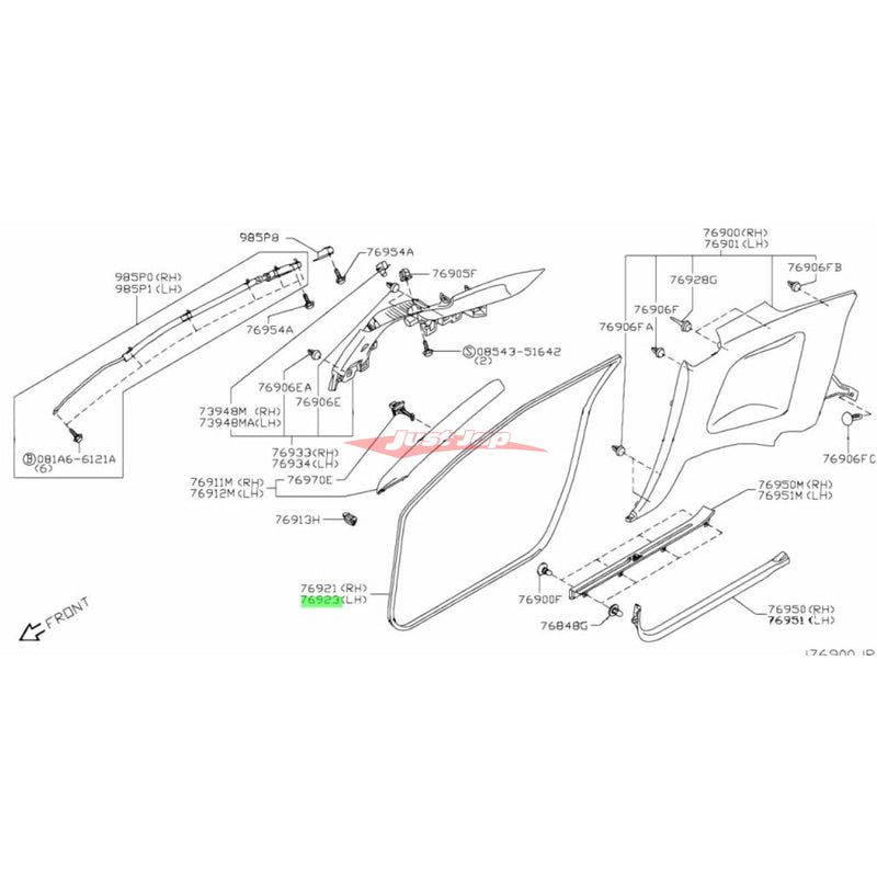 Genuine Nissan Rubber Door Seal/Welt L/H Fits Nissan R35 GT-R
