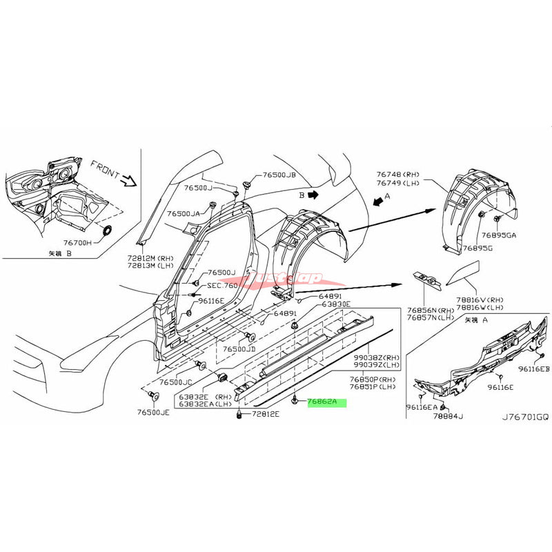 Genuine Nissan Side Skirt Screw Fits Nissan J50 Crossover, M35 Stagea, R34 Skyline GTR, R35 GTR, S14/S15 Silvia, V35/V36 Skyline, Y50 Fuga, Z33 350Z & Z34 370Z