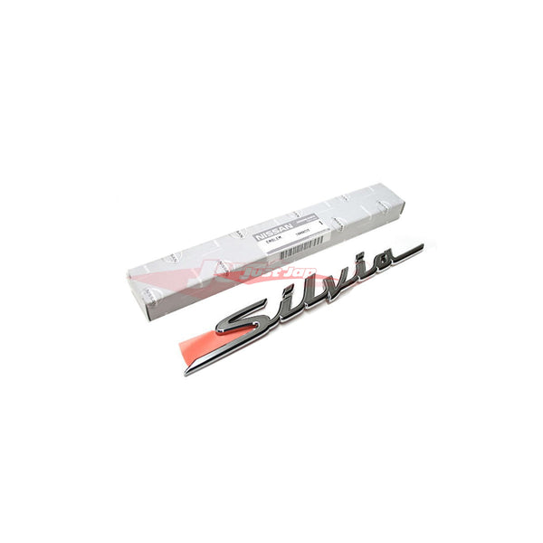 OEM Nissan Silvia Lightning Bolt Emblem – Chrome & Red – 240SX S15 SR20DET JDM